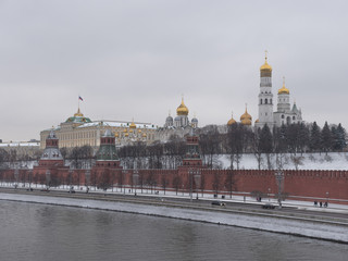 Obraz premium Moscow Russian Federation. The Moscow Kremlin in moving along the wall