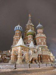 Fototapeta na wymiar Saint Basil's Resurrection Cathedral tops on the Moscow Russia. Red Square