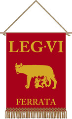 Vector standard of Legio VI Ferrata Fidelis Constans on white background