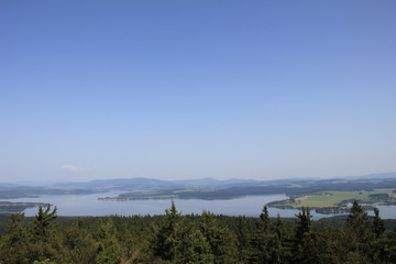 View on Lipno dam, National Park Sumava, Czech Republic.