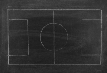 Blank football or soccer game strategy plan on blackboard texture