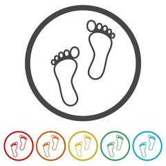 Two footprint icons, 6 Colors Included