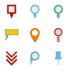 GPS pointer icons set. flat set of 9 gps pointer vector icons for web isolated on white background