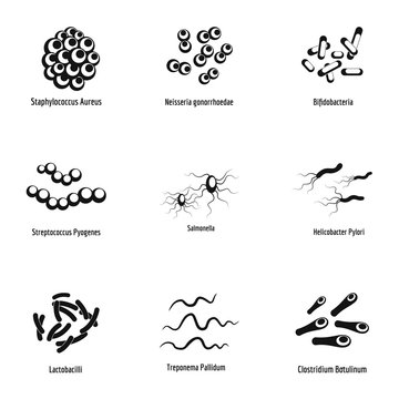 Pathogen icons set. Simple set of 9 pathogen vector icons for web isolated on white background