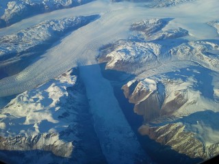 Greenland Glacier Coming to the Sea - Aerial View