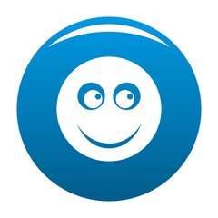 Smile icon vector blue circle isolated on white background 