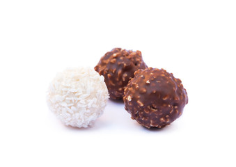 Chocolate ball confection candy isolated on white background