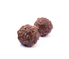 Chocolate ball confection candy isolated on white background