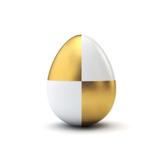 Gold and white pattern luxury easter egg. 3D Rendering