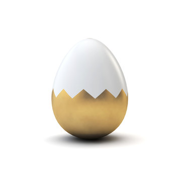 Gold and white pattern luxury easter egg. 3D Rendering