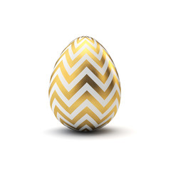 Gold and white pattern luxury easter egg. 3D Rendering