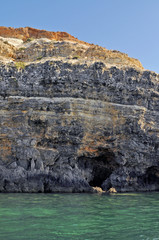 Rocks, sea , ocean and island of Gozo and Malta