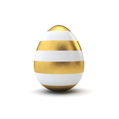 Gold and white pattern luxury easter egg. 3D Rendering