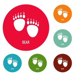 Bear step icons circle set vector isolated on white background