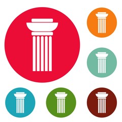 Continuous column icons circle set vector isolated on white background