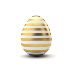 Gold and white pattern luxury easter egg. 3D Rendering