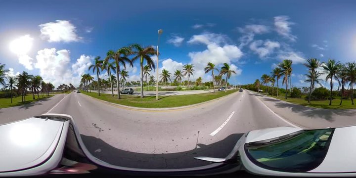 360vr motion footage Driving A1A Haulover Park Miami Florida