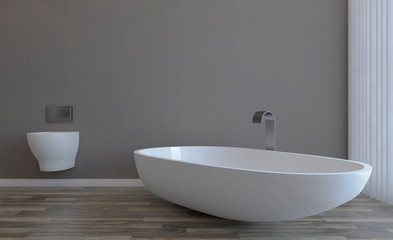 Obraz na płótnie Canvas Clean and fresh bathroom with natural light. 3D rendering.