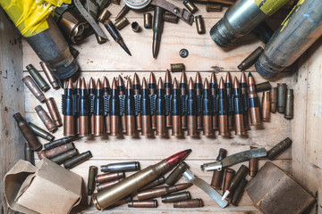 wooden box with bullets amomo equipment terrorist arsenal terrorism