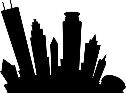Cartoon silhouette of the city of Minneapolis, Minnesota, USA.