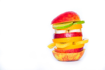 Healthy food / fruits burger on the white background.