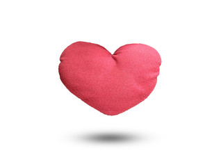 Textile heart isolated on white background and clipping path