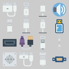 icon set about Connectors Cables. with usb cable, usb and volume