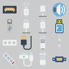 icon set about Connectors Cables. with socket, usb and usb cable