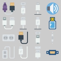icon set about Connectors Cables. with cable, socket and usb cable