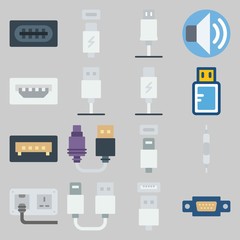 icon set about Connectors Cables. with usb cable, usb and volume
