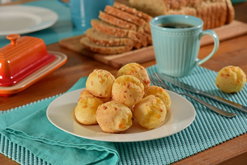 Cheese breads on breakfast table