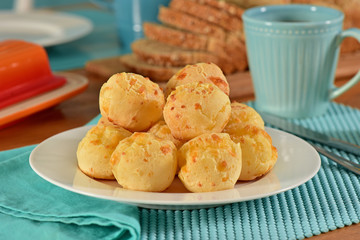 Cheese breads on breakfast table