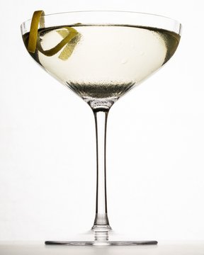 Martini glass with lemon garnish