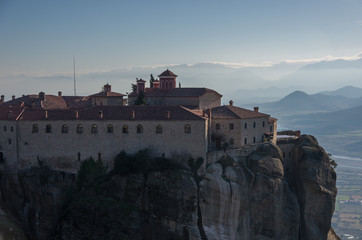 Fototapeta na wymiar St Stefan Monastery in Meteora rocks, meaning 