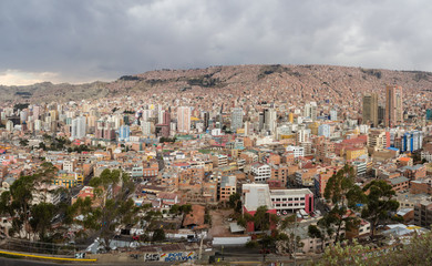 Fototapeta na wymiar Panoramic cityscape in La Paz in Bolivia