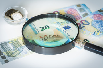 euro under the magnifier