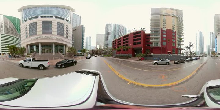 Brickell Bay Drive plates Miami Florida USA motion video tour 360vr footage