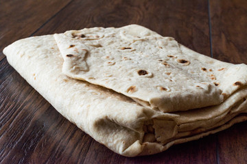 Fototapeta na wymiar Turkish Lavash Durum Flat Bread for Gozleme or Traditional Wraps.