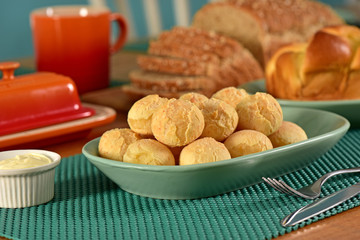 Cheese breads on breakfast table