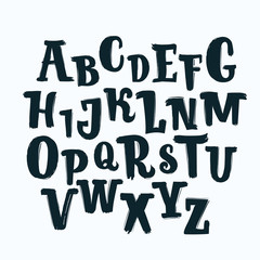 Hand-drawn alphabet. Calligraphy font. Modern brush lettering. Grunge style alphabet.