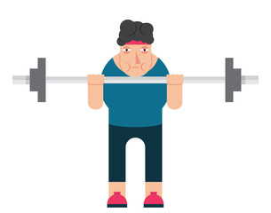 strong man lifting a weight,heavy sports equipment,athlete and barbell,vector image, cartoon character