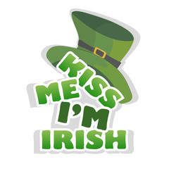 Kiss me Im Irish - design with leprechaun hat. celebration of St Patricks Day
