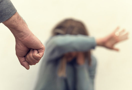 Man Beating Up His Wife Illustrating Domestic Violence