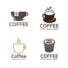 Set of coffee logos. vector collection of hot drinks in the morning. Set of cups for coffee or tea. Coffee logo - vector illustration
