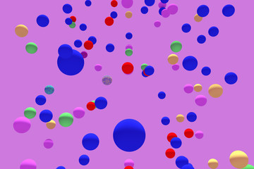3d-Illustration von zahlreichen schwebenden Kugeln mit einfarbigem Hintergrund
