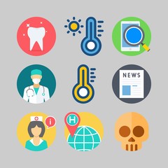icon set about Medical. with skull, hot and hospital
