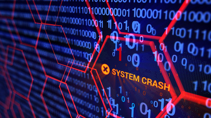 3D rendering. Abstract background concept of cyber security and attack, system crash.