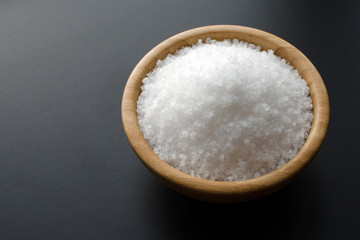 sea salt in wooden bowl