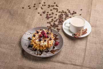 waffle cookies and coffee