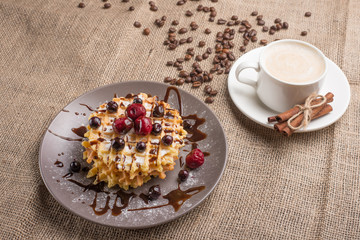 waffle cookies and coffee
